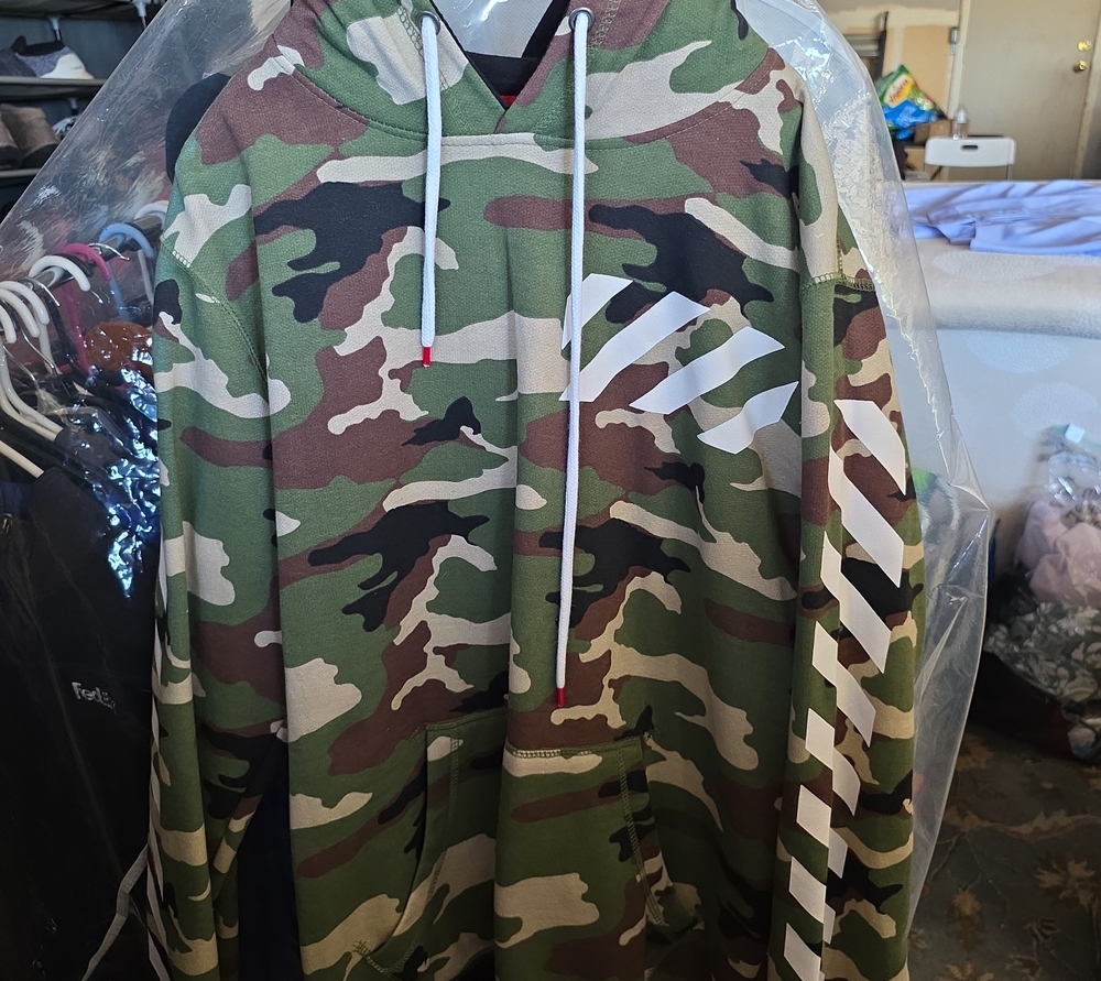 Carbon Camo Hoodie with White Drawstrings